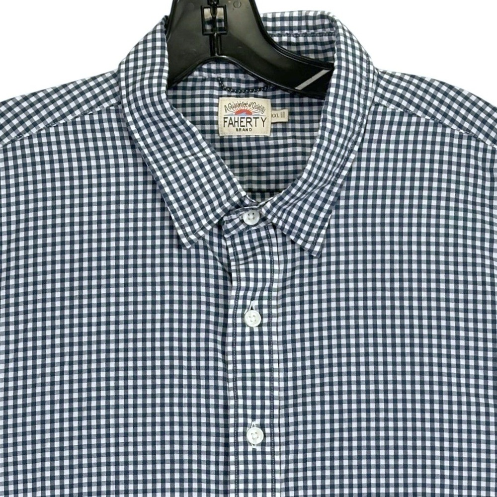 Faherty Gingham Button Down Shirt Mens‎ XXL Navy White Classic Coastal